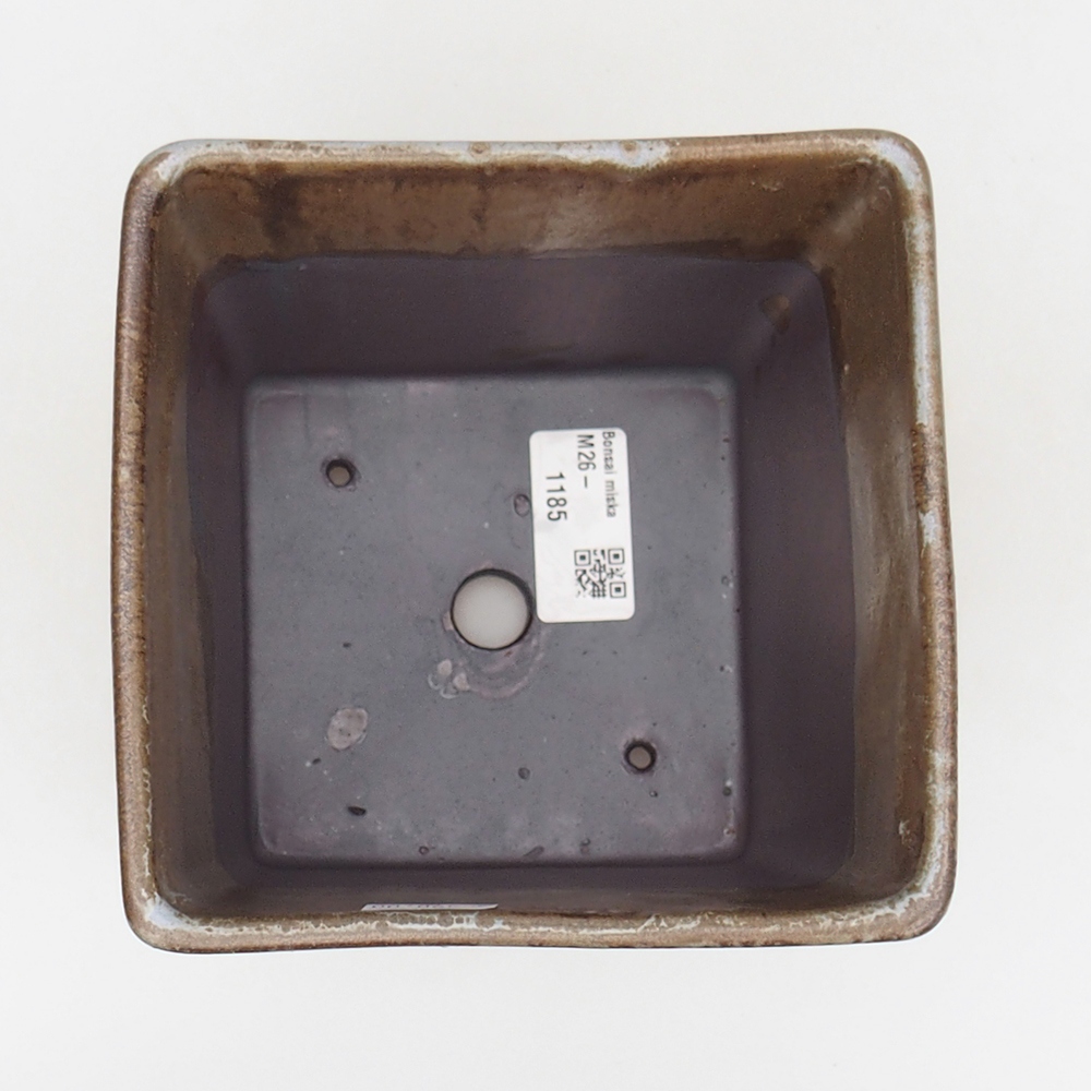 Ceramiczna miska bonsai 13 x 13 x 13 cm, kolor brązowo-zielony