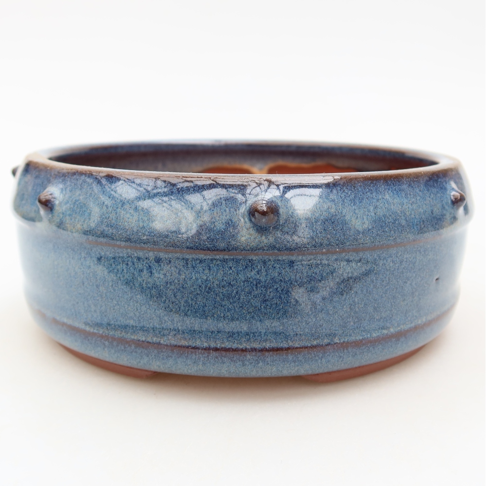 Ceramiczna miska do bonsai 15,5 x 15,5 x 6,5 cm, kolor niebieski
