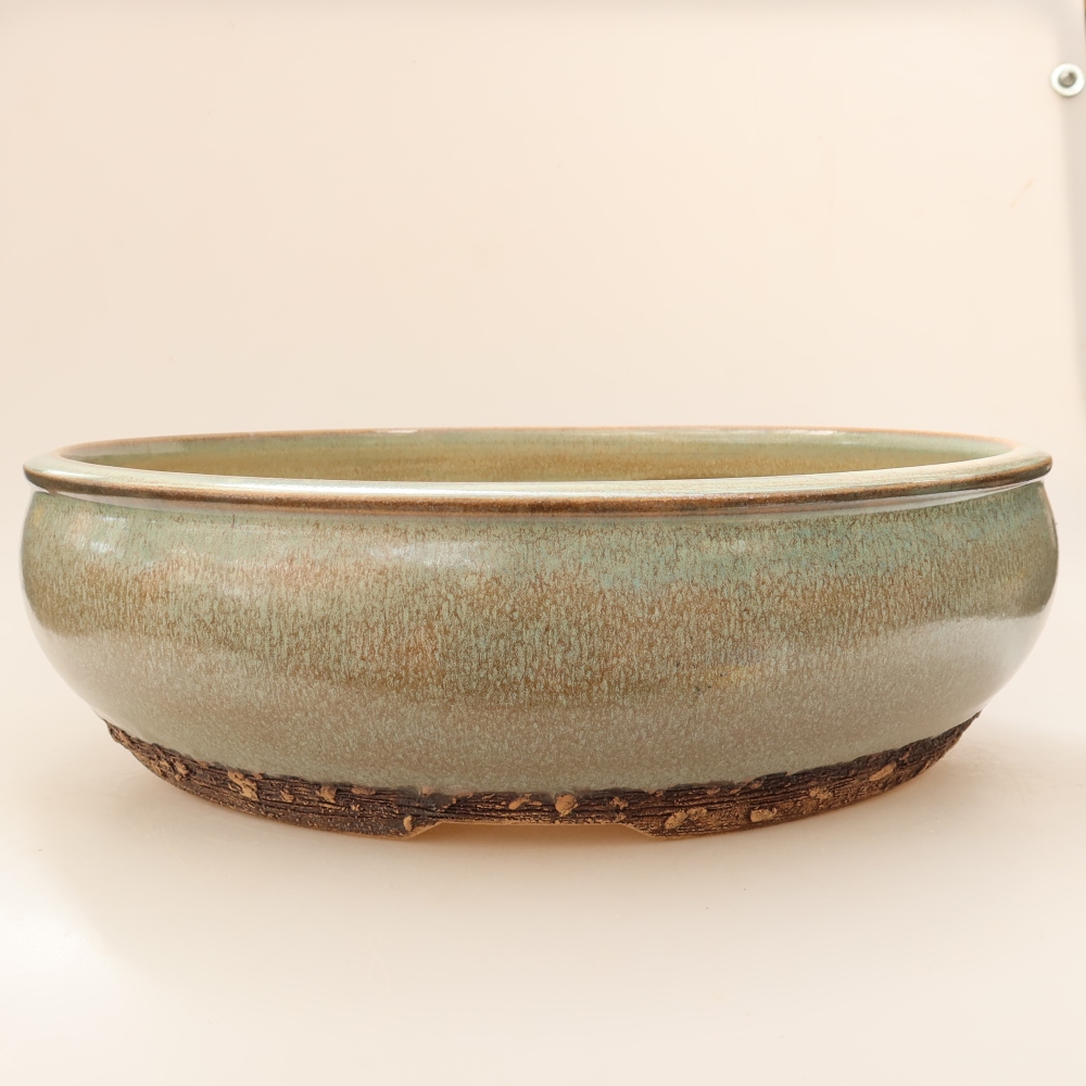 Ceramiczna miska do bonsai 32,5 x 32,5 x 9 cm, kolor zielony – WYŁĄCZNIE ODBIÓR OSOBISTY lub transport na palecie