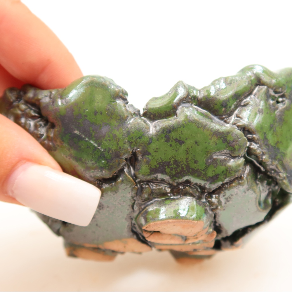 Ceramiczna skorupa  10 x 8,5 x 5 cm, kolor zielony