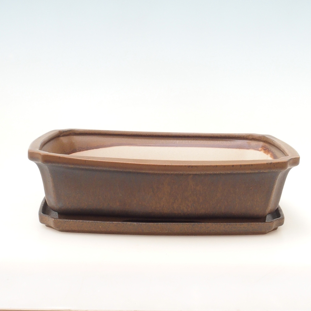 Miska do bonsai + podstawka H07 - 30 x 20,5 x 8 cm. - brązowa