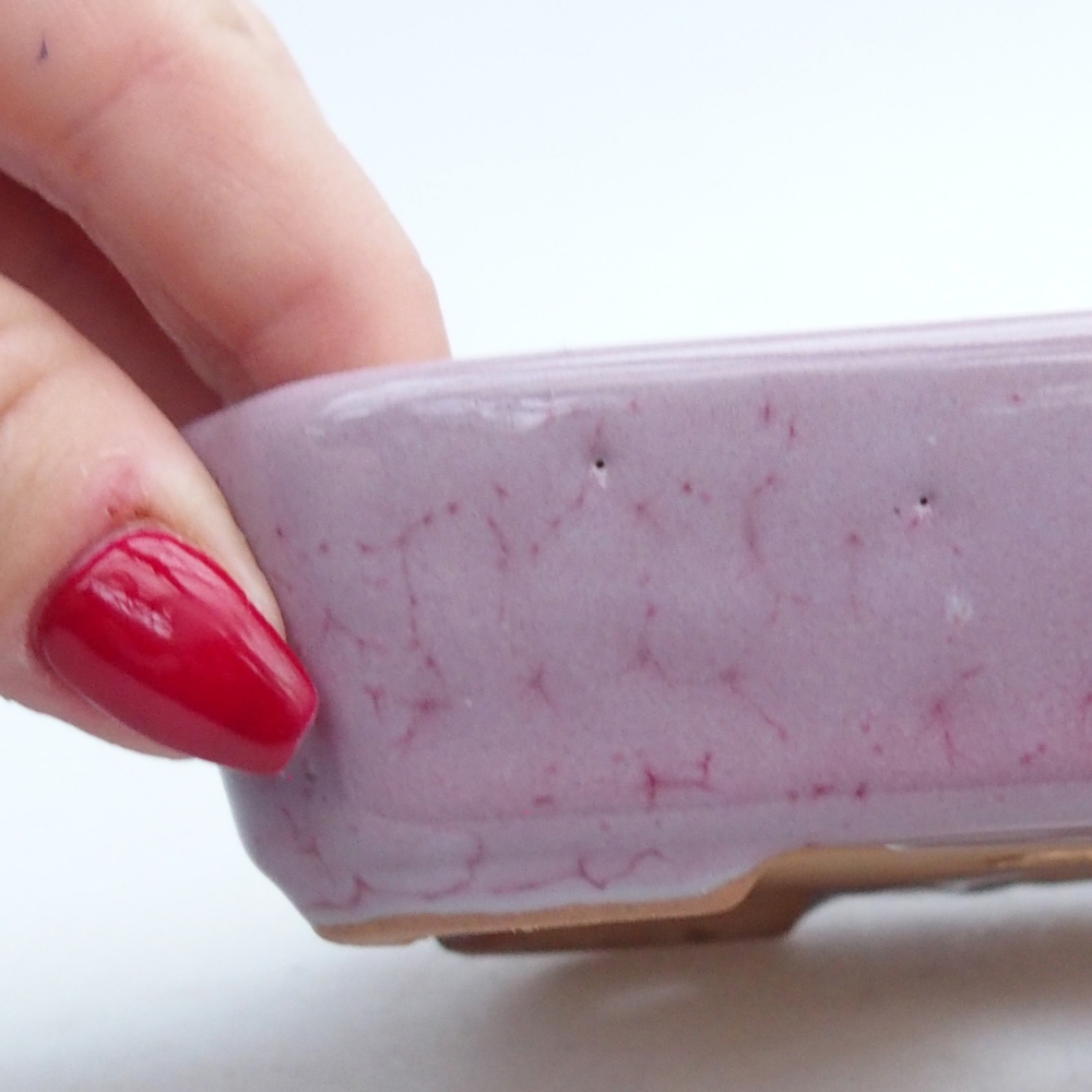 Ceramiczna miska na bonsai 12 x 9 x 3 cm, różowa