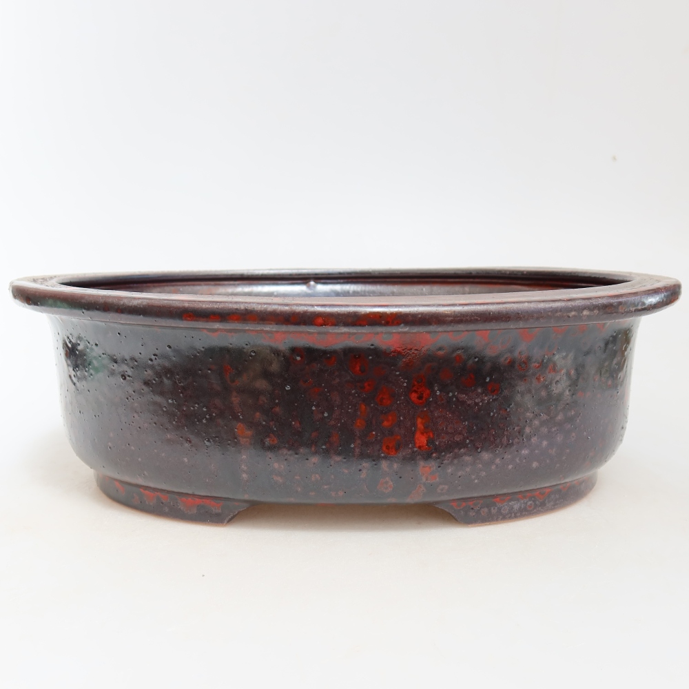 Ceramiczna miska do bonsai 26 x 22 x 8 cm, kolor metaliczno-czerwony