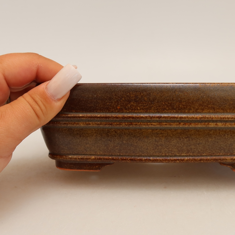 Ceramiczna miska do bonsai 17 x 12,5 x 5,5 cm, kolor brązowy
