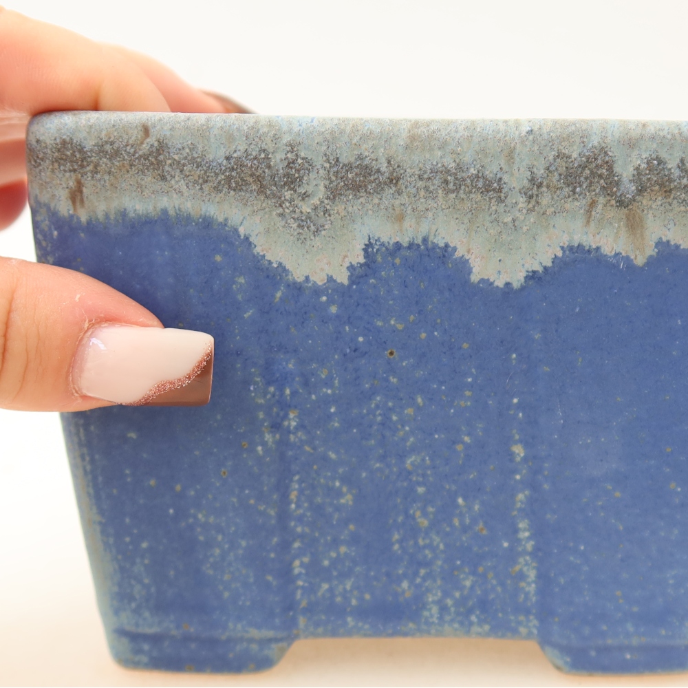 Ceramiczna miska do bonsai 11,5 x 11,5 x 9 cm, kolor niebieski