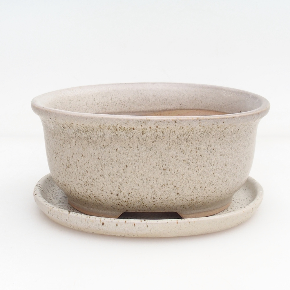 Miska bonsai + spodek H30 - 12 x 10,5 x 5,5 cm - beżowy