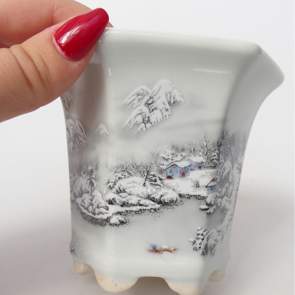 Ceramiczna miska do bonsai 10 x 9 x 9 cm, kolor biały