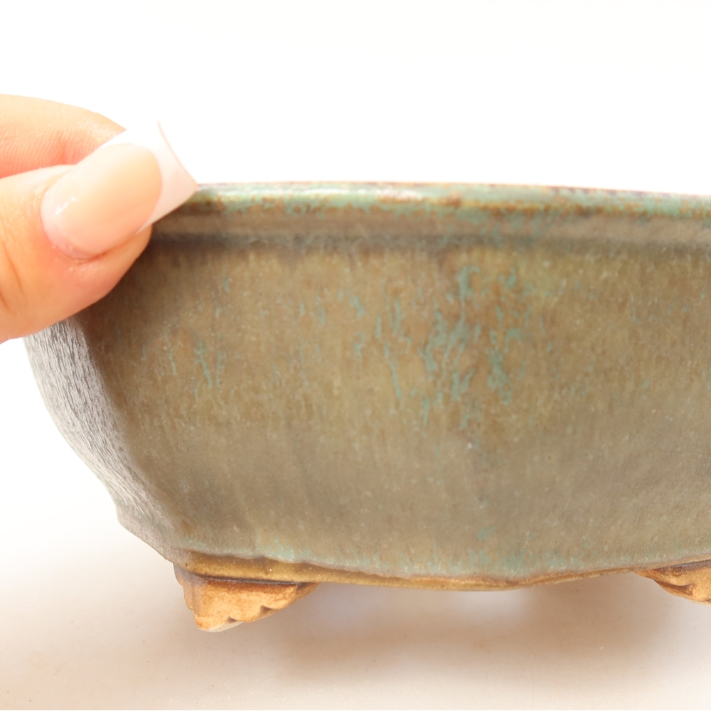 Ceramiczna miska do bonsai 17 x 16 x 6,5 cm, kolor zielony