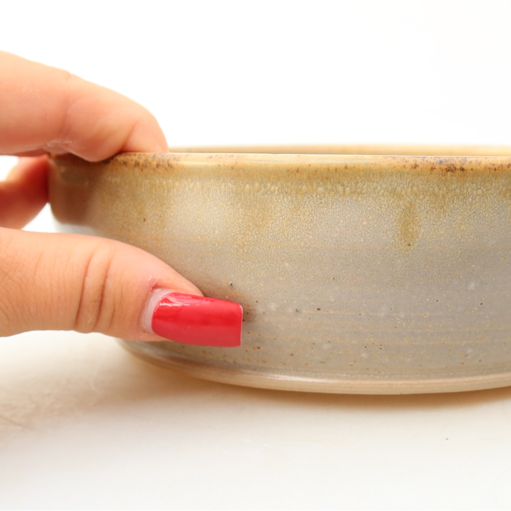 Ceramiczna miska do bonsai 17,5 x 17,5 x 5,5 cm, kolor beżowy