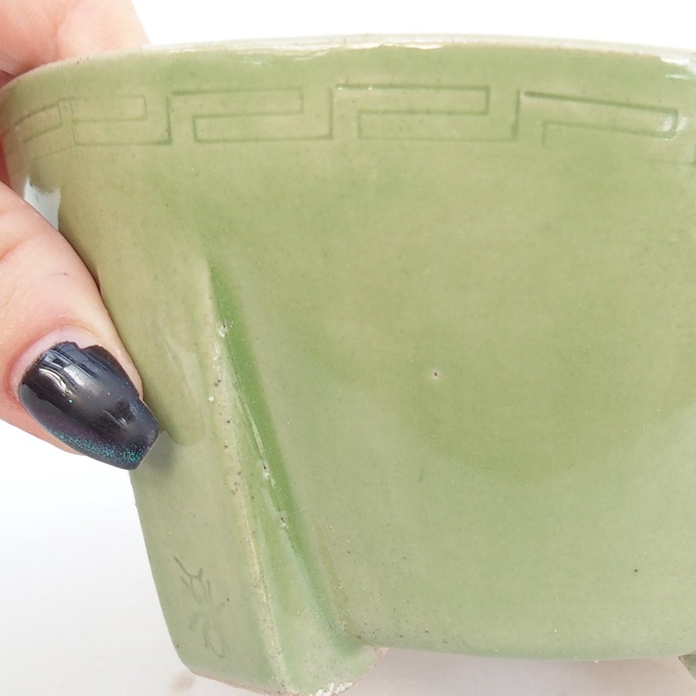 Ceramiczna miska do bonsai 13,5 x 13,5 x 6,5 cm, zielona