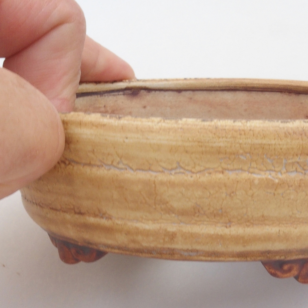 Ceramiczna miska do bonsai 10,5 x 9 x 4 cm, kolor beżowy