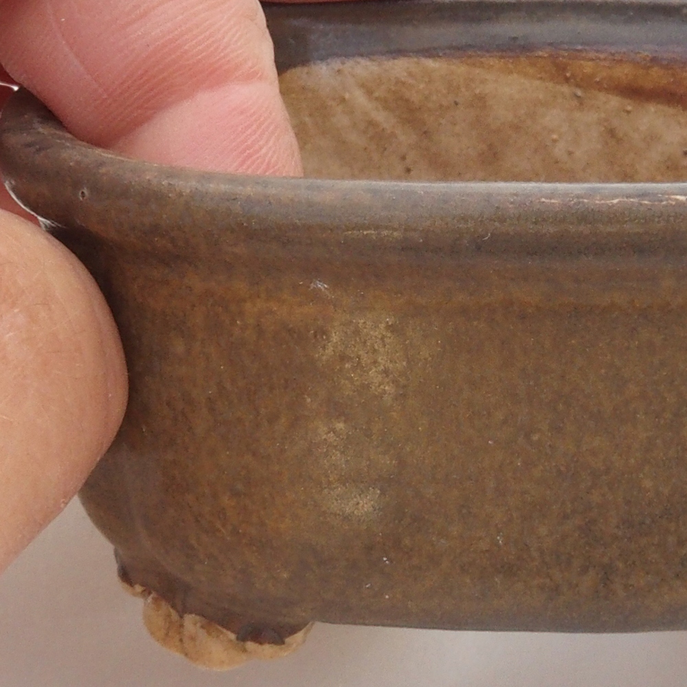 Ceramiczna miska do bonsai 7,5 x 7,5 x 3,5 cm, kolor brązowy