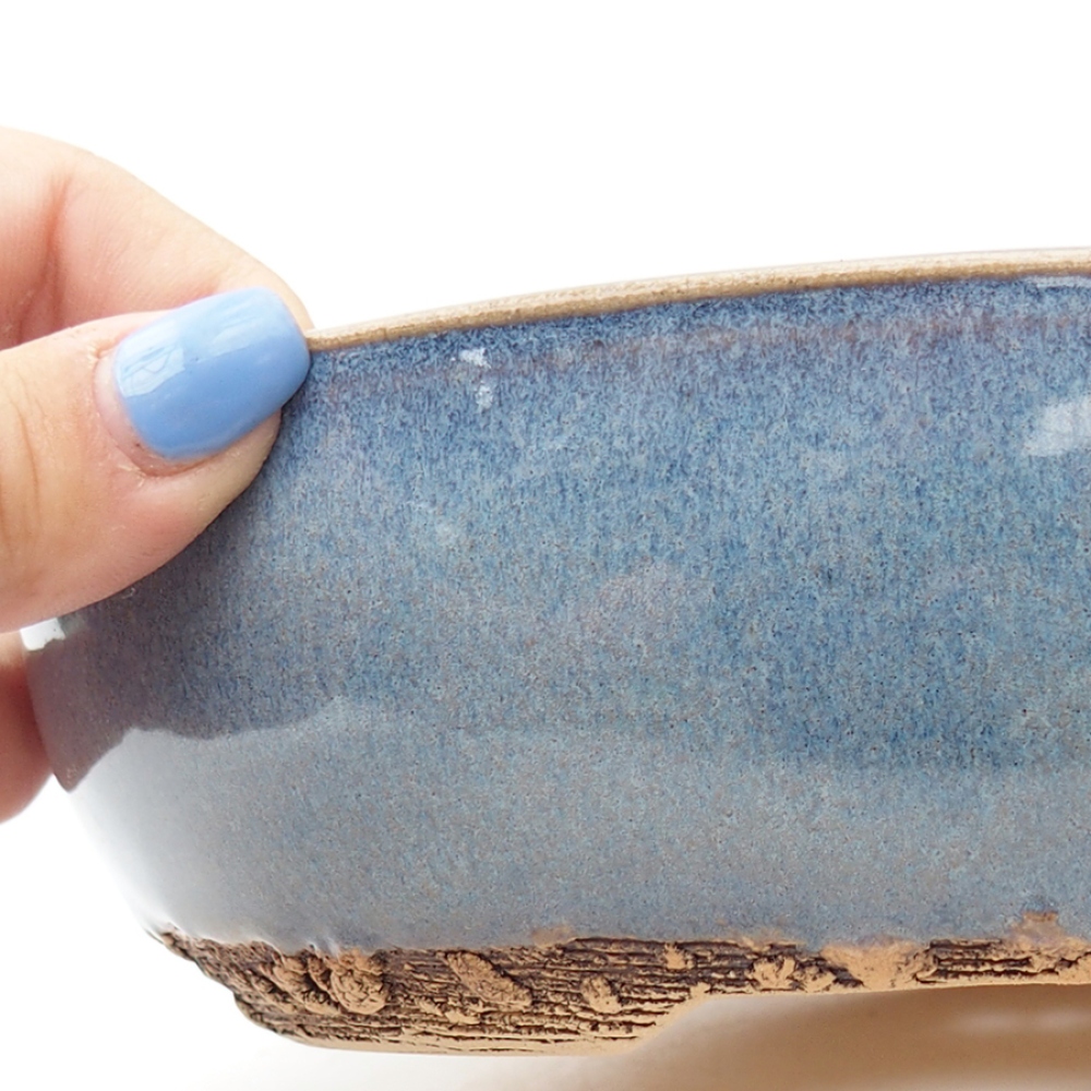 Ceramiczna miska do bonsai 18 x 18 x 5,5 cm, kolor niebieski