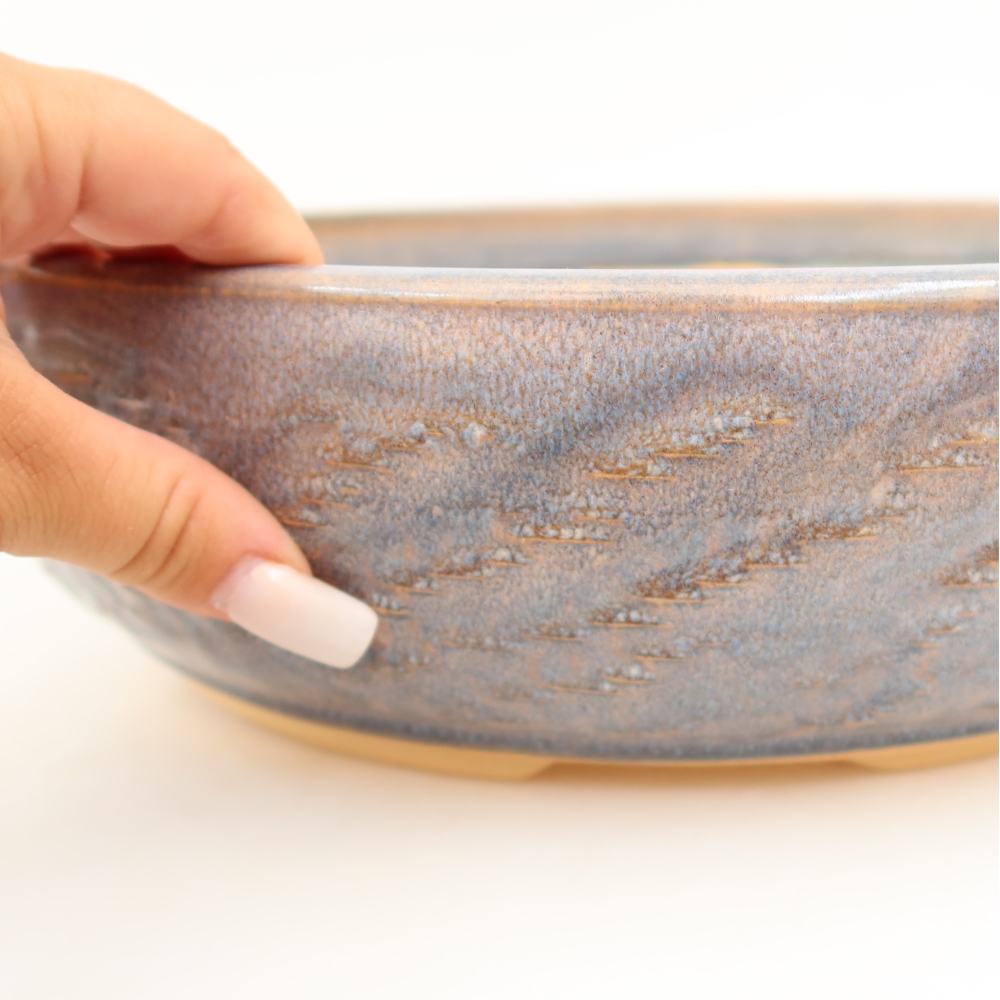 Ceramiczna miska do bonsai 31 x 31 x 9 cm, kolor niebieski