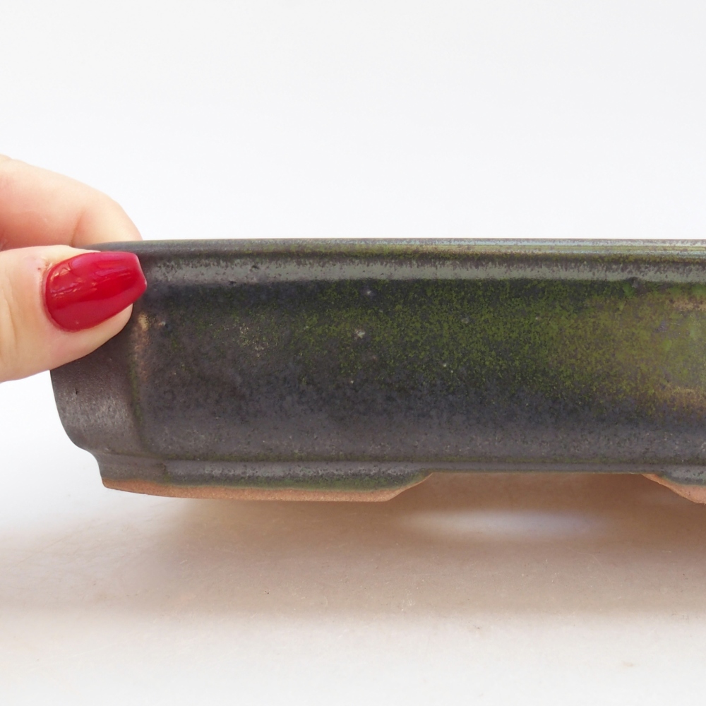 Ceramiczna miska do bonsai 19 x 13 x 4 cm, zielona