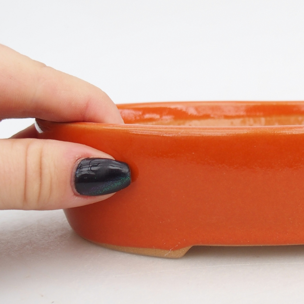 Ceramiczna miska na bonsai 17 x 14 x 4 cm, pomarańczowa