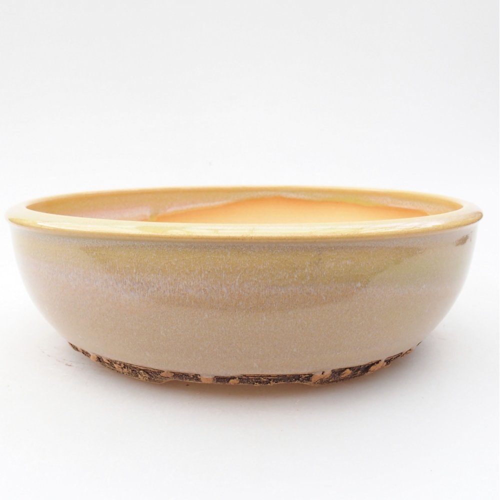 Ceramiczna miska bonsai 19,5 x 19,5 x 6 cm, kolor beżowy
