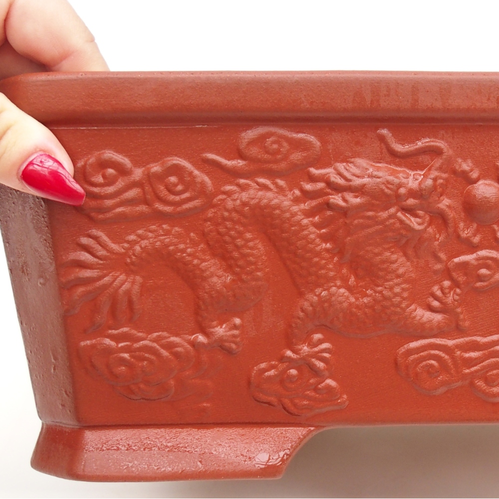 Ceramiczna misa do bonsai 32,5 x 23 x 11,5 cm, kolor ceglasty