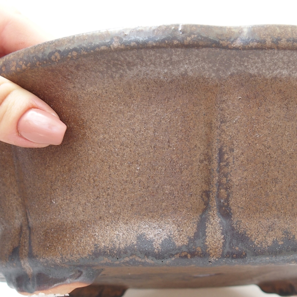 Ceramiczna miska do bonsai 26,5 x 26,5 x 8 cm, brązowa