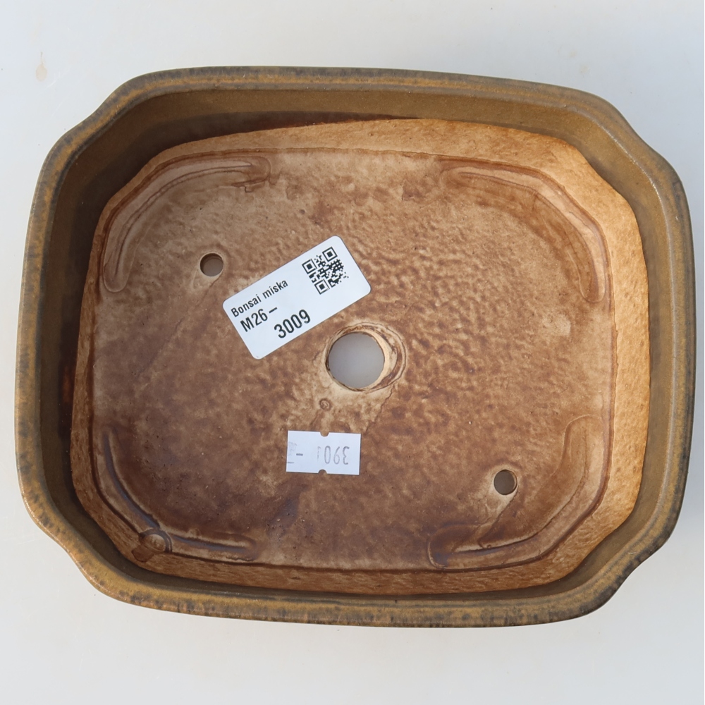 Ceramiczna miseczka do bonsai 17,5 x 14,5 x 5 cm, kolor brązowy