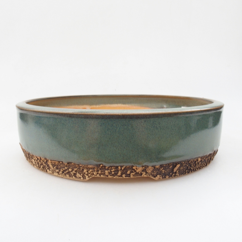 Ceramiczna miska bonsai 21 x 21 x 5,5 cm, kolor zielony