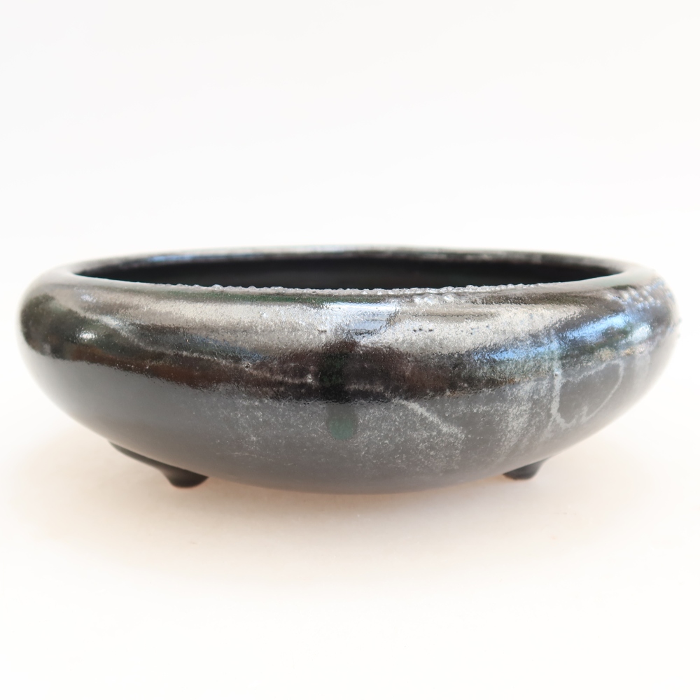 Ceramiczna miska do bonsai 20,5 x 20,5 x 7 cm, kolor zielony