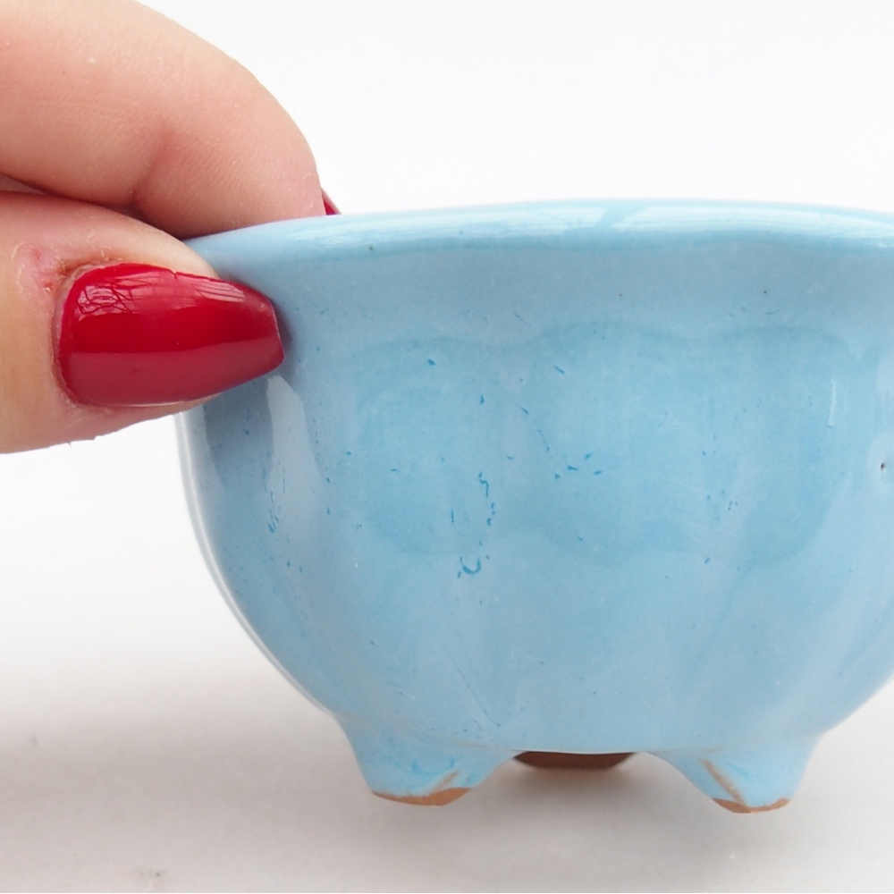 Ceramiczna miska do bonsai 8,5 x 8,5 x 4,5 cm, kolor niebieski