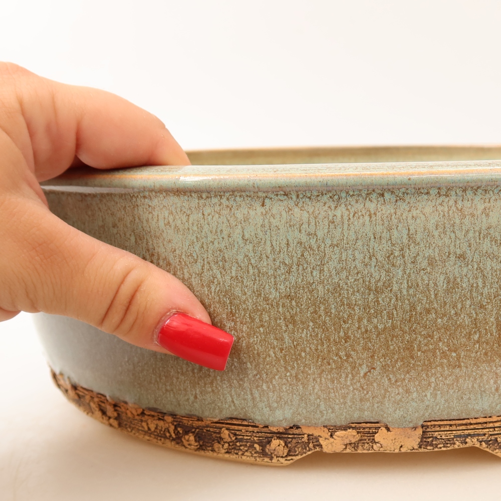 Ceramiczna miska do bonsai 29 x 29 x 8,5 cm, kolor zielony