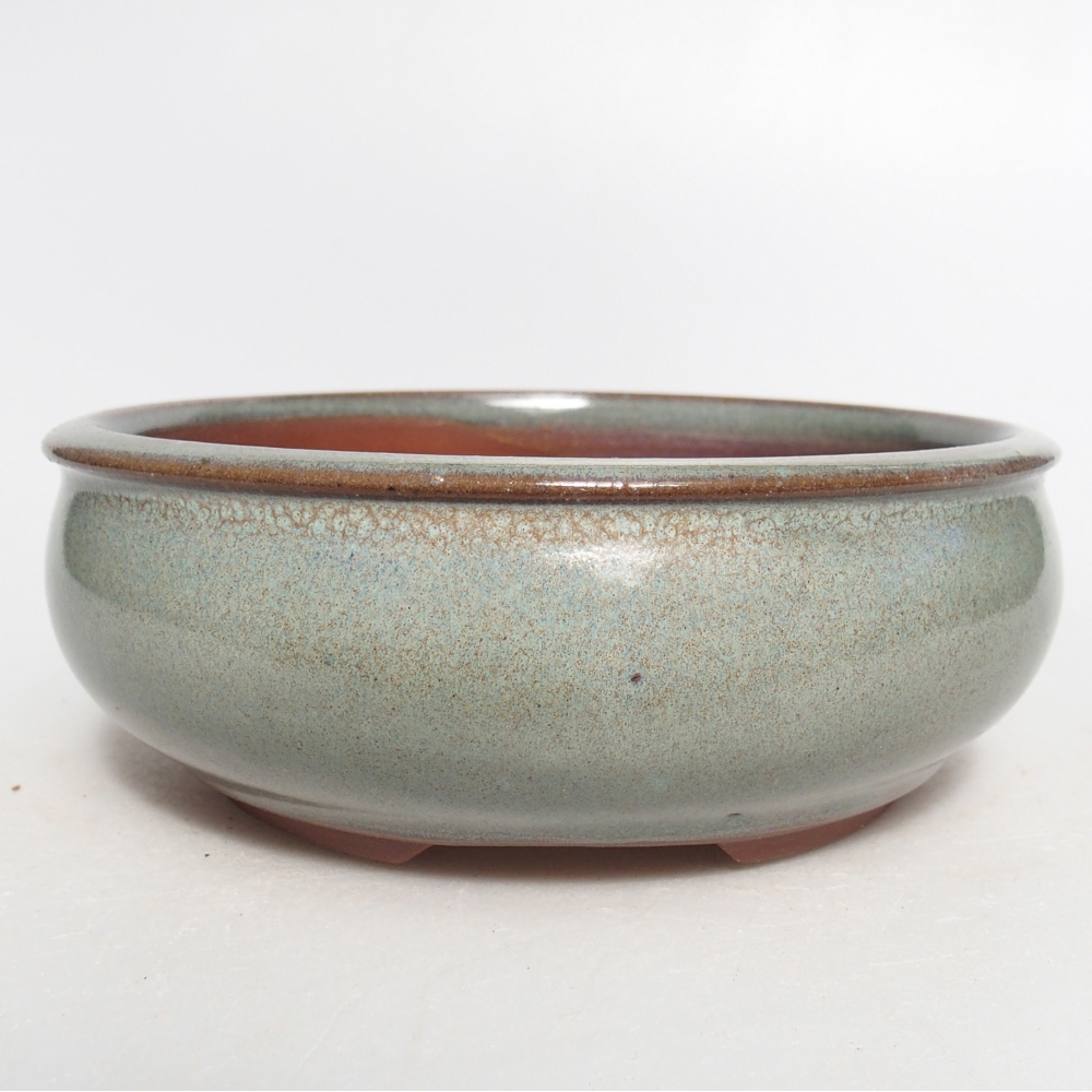 Ceramiczna miska do bonsai 14 x 14 x 5 cm, zielona