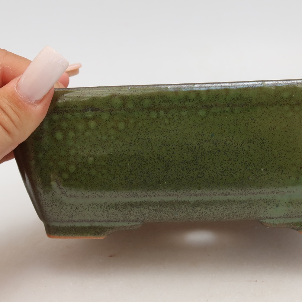 Ceramiczna miska do bonsai 16 x 12 x 6 cm, zielona
