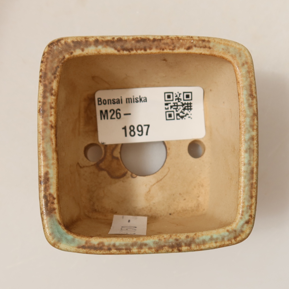 Ceramiczna miseczka do bonsai 6,5 x 6,5 x 4,5 cm, kolor zielony
