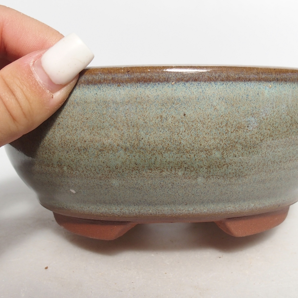 Ceramiczna miska do bonsai 14 x 14 x 6 cm, zielona