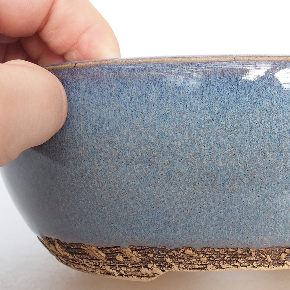 Ceramiczna miska na bonsai 17,5 x 17,5 x 6 cm, kolor niebieski