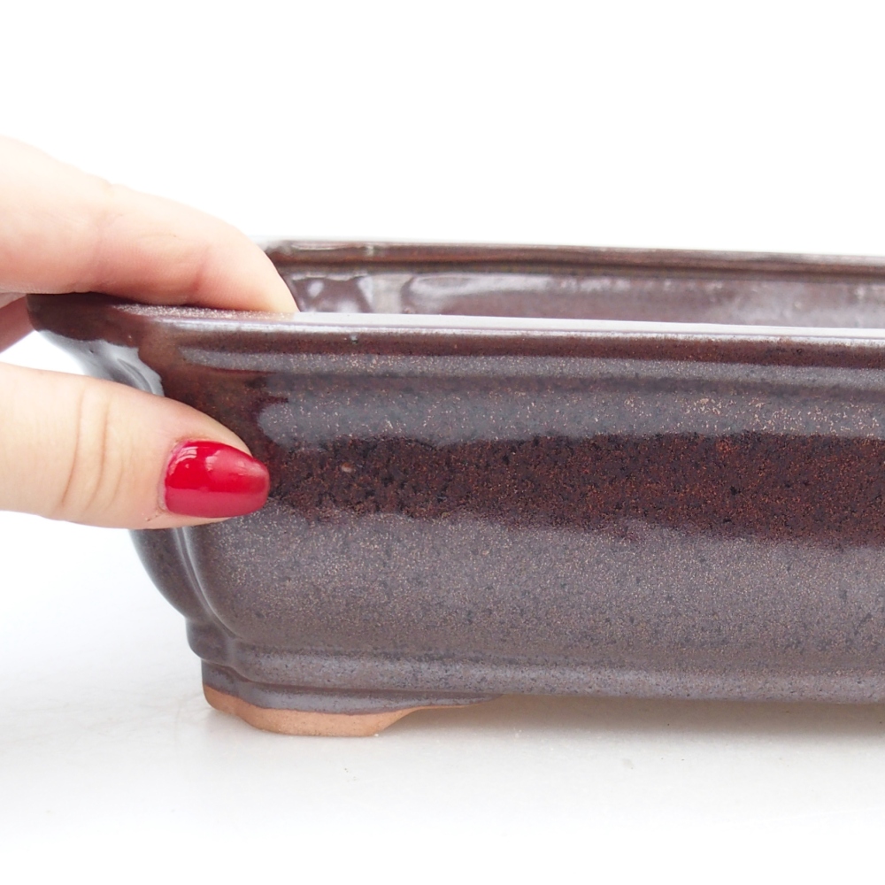 Ceramiczna miska na bonsai 27,5 x 22 x 7 cm, brązowa