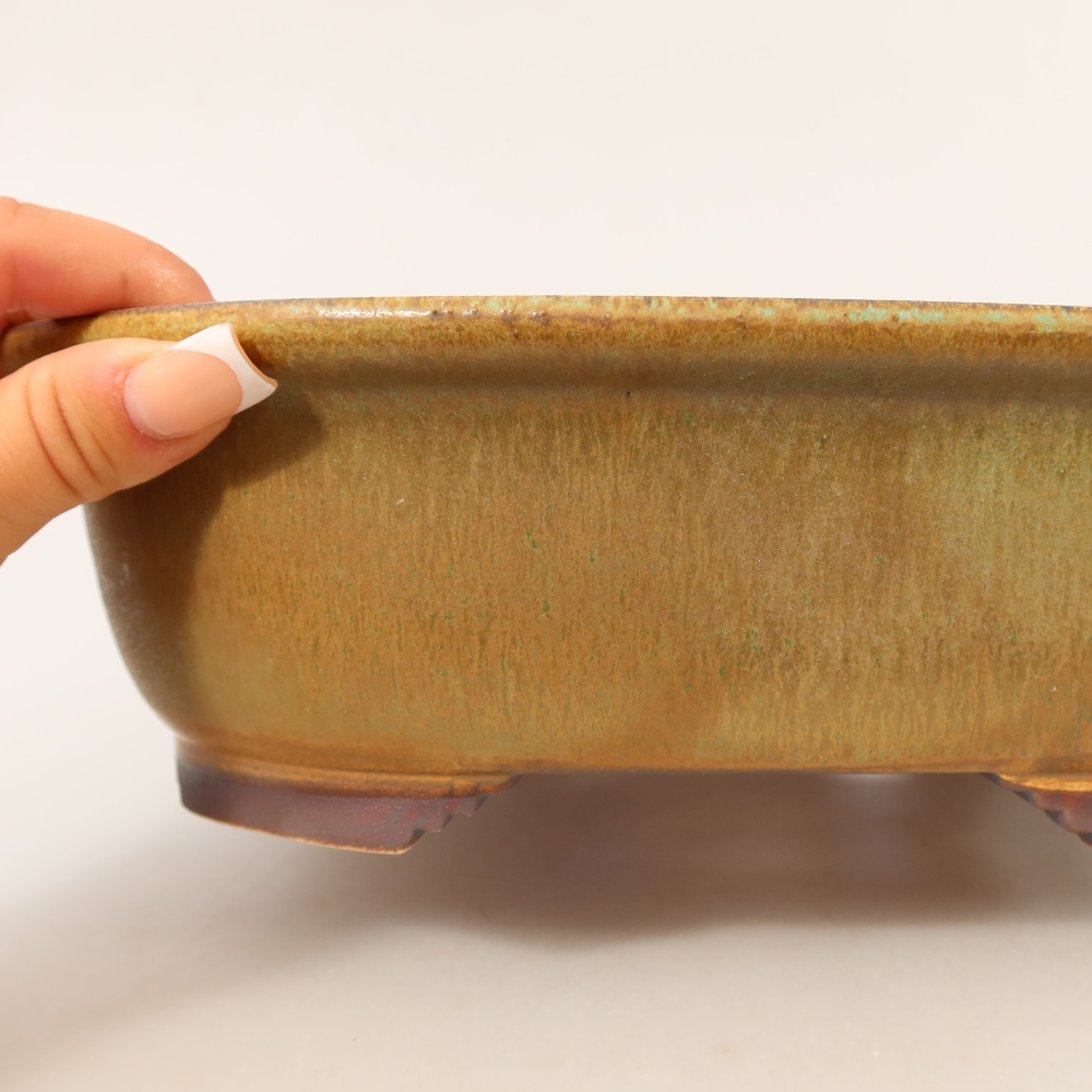 Ceramiczna miska do bonsai 25 x 21,5 x 7,5 cm, zielona