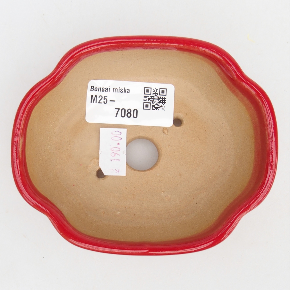 Ceramiczna miska do bonsai 10,5 x 9 x 3,5 cm, kolor czerwony