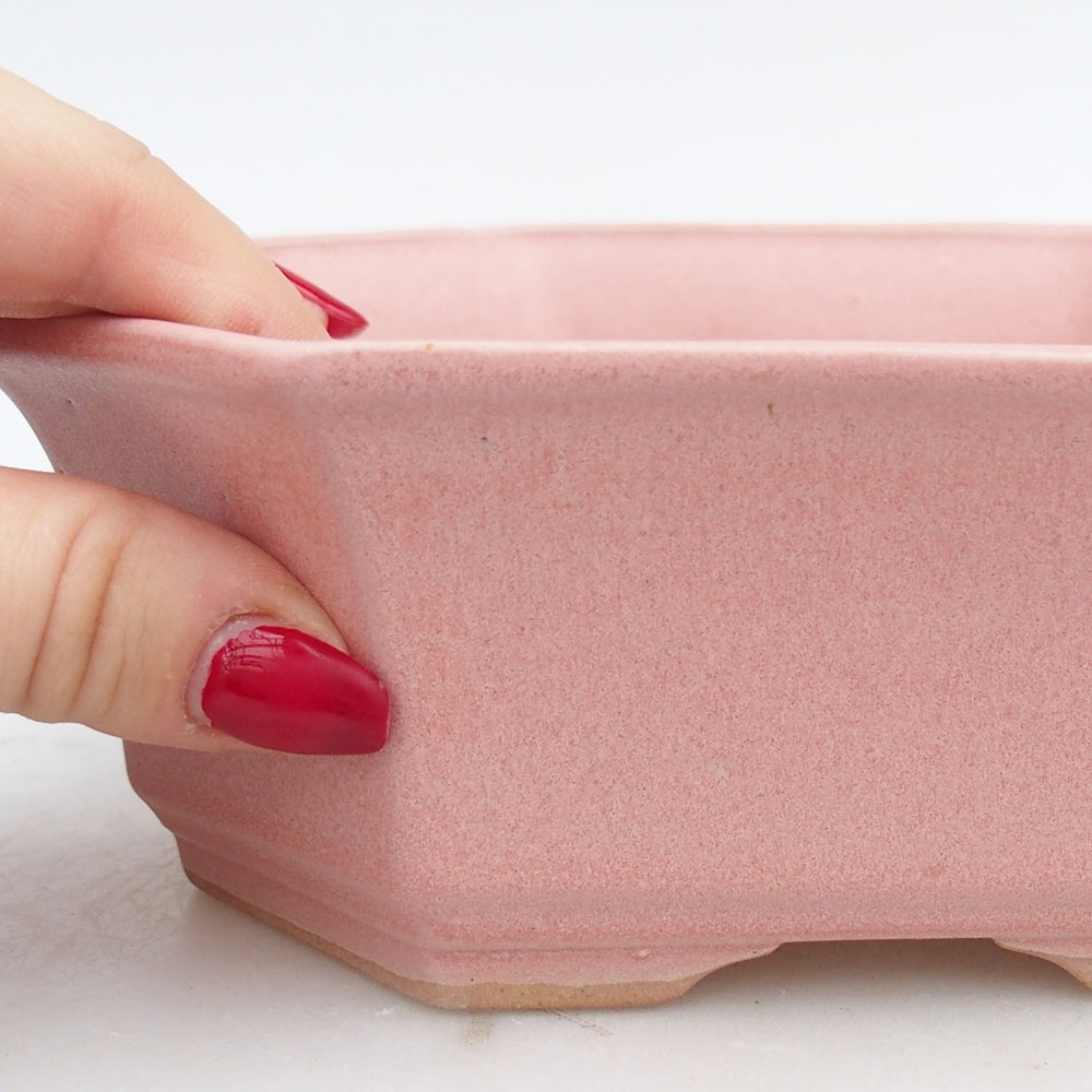 Ceramiczna miska na bonsai 17,5 x 17,5 x 6 cm, różowa