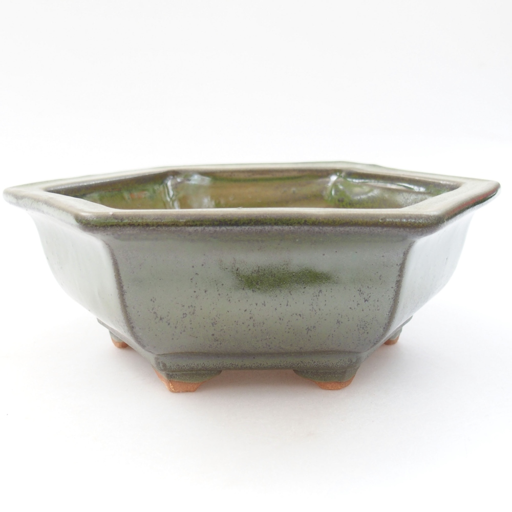 Ceramiczna miska bonsai 17 x 15 x 6 cm, kolor zielony