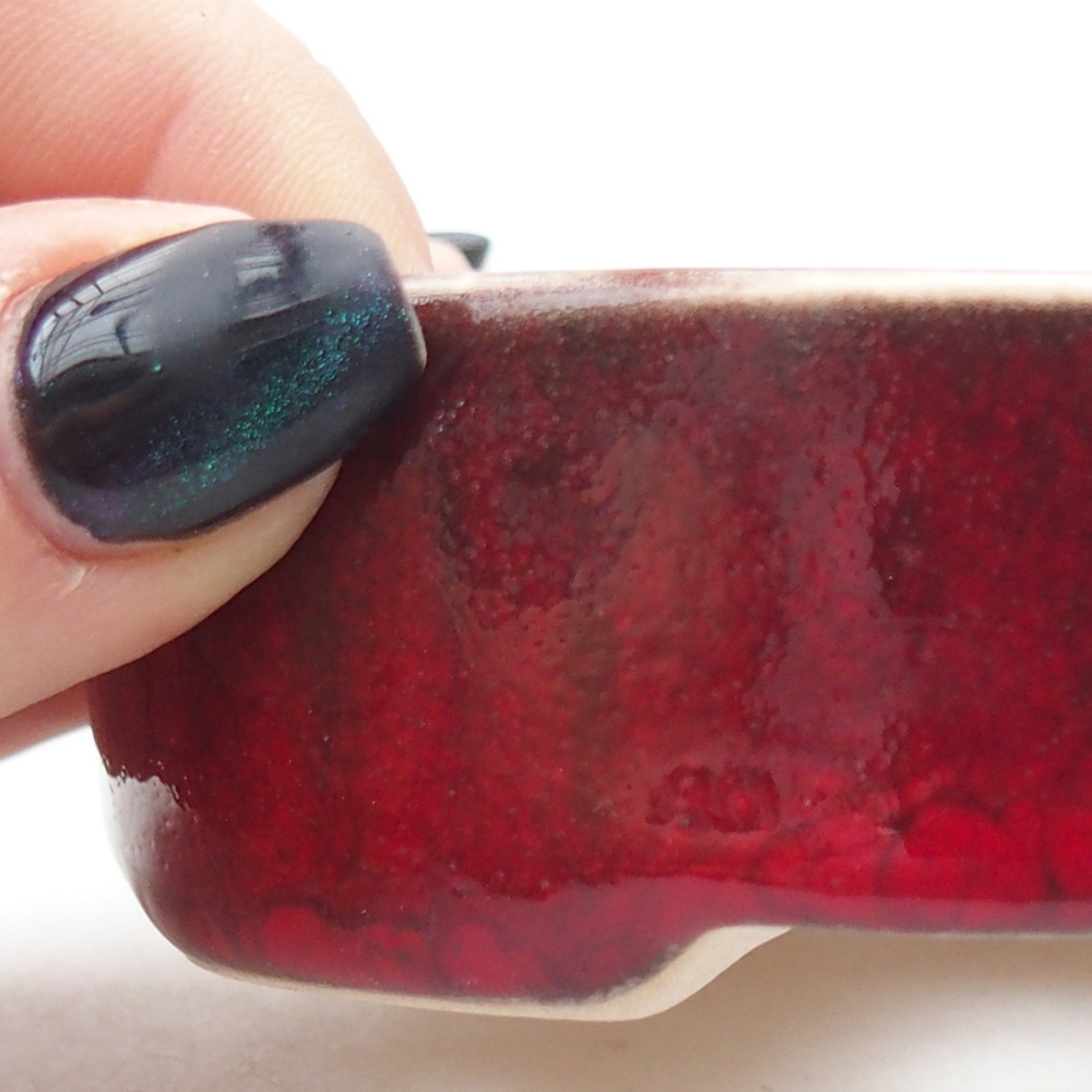 Mini miska do bonsai 9,5 x 8,5 x 3 cm, kolor czerwony