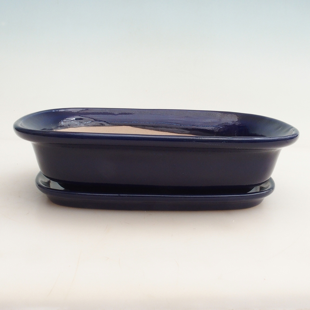 Miska bonsai + spodek H25 - 23 x 17 x 5,5 cm. - niebieski