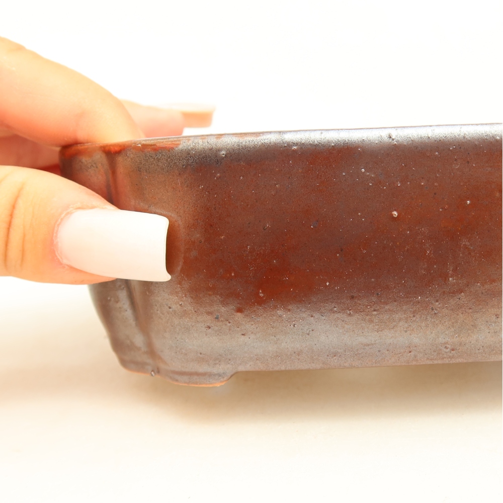Ceramiczna miseczka do bonsai 12,5 x 10 x 4,5 cm, kolor metaliczny