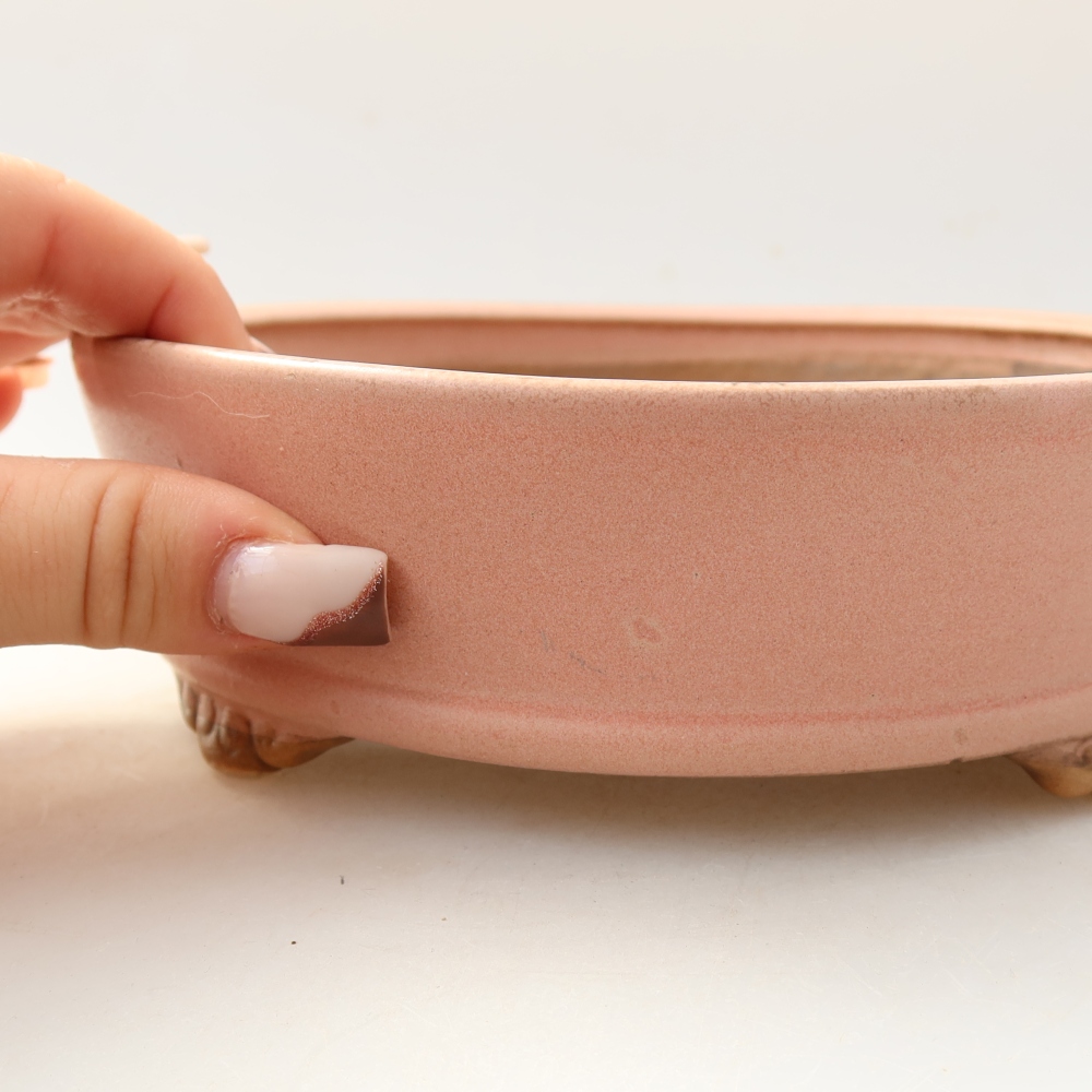 Ceramiczna miska na bonsai 18 x 18 x 5 cm, różowa