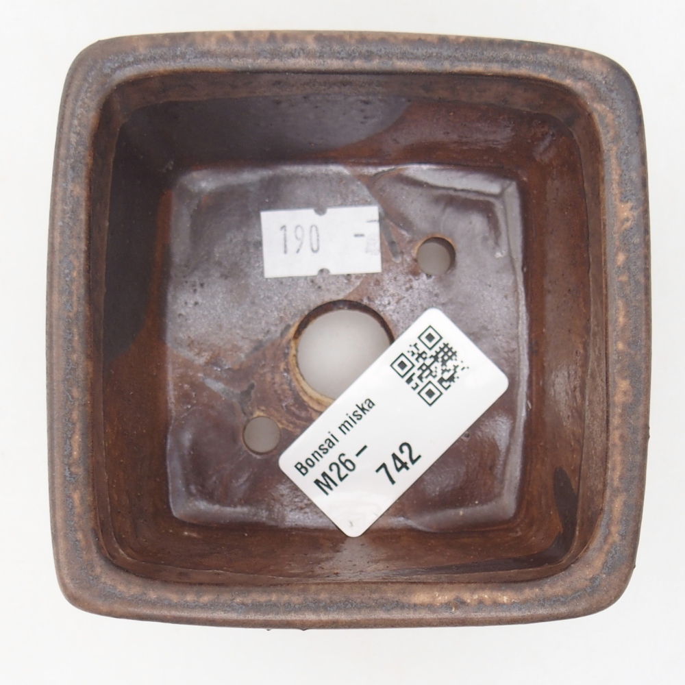 Ceramiczna miska do bonsai 8,5 x 8,5 x 5,5 cm, brązowa