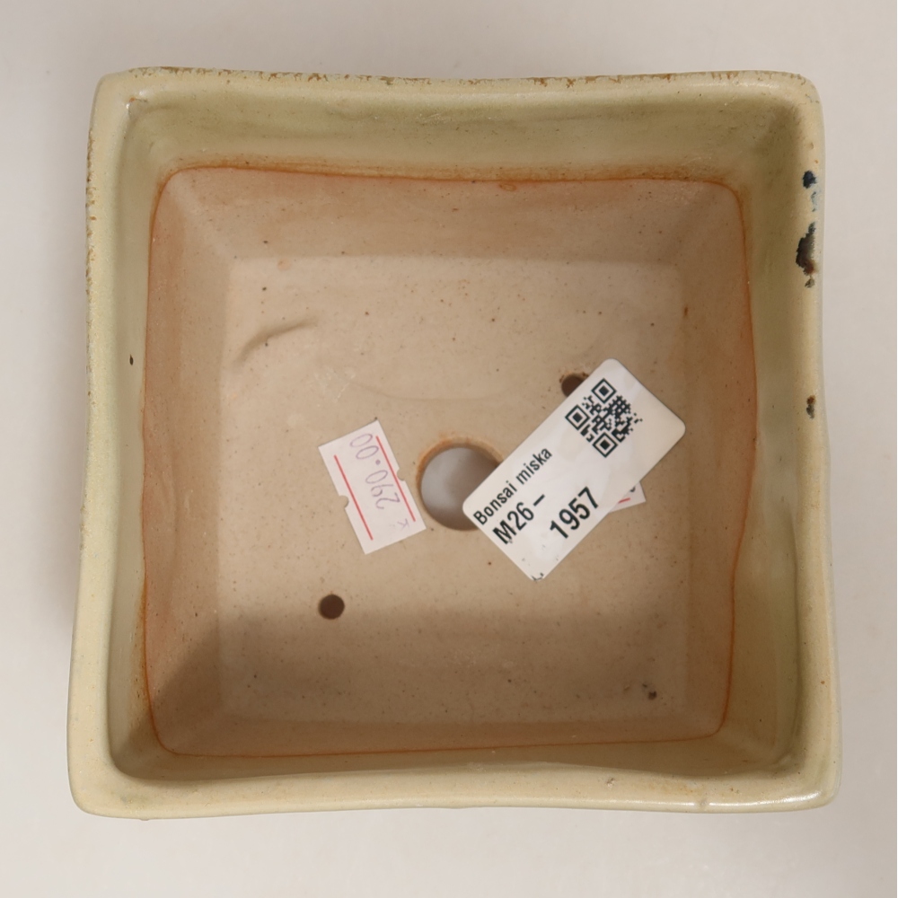 Ceramiczna miska do bonsai 10,5 x 10,5 x 6,5 cm, kolor zielony