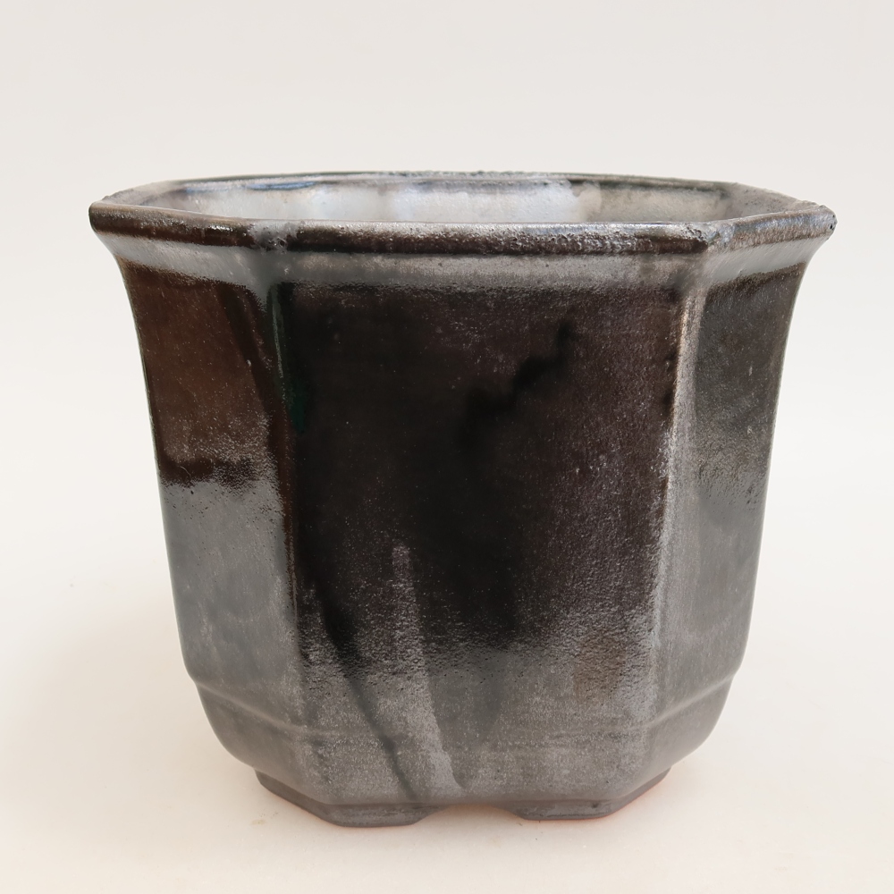 Ceramiczna miska do bonsai 17,5 x 17,5 x 15,5 cm, kolor metaliczny