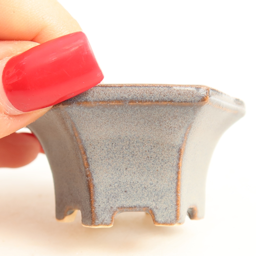 Ceramiczna miseczka do bonsai, 5,5 x 5 x 3 cm, kolor szary
