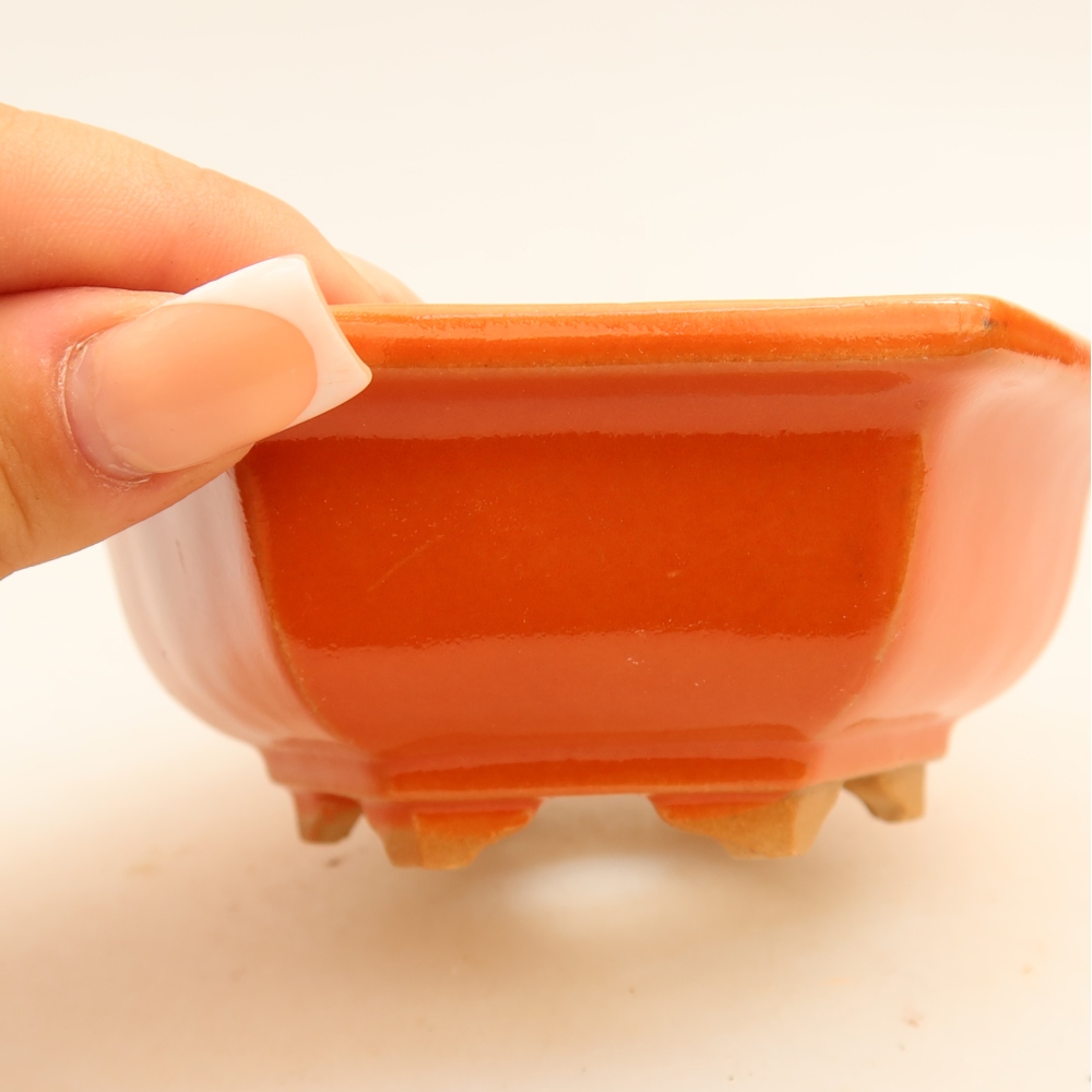 Ceramiczna miska do bonsai 12 x 10,5 x 4 cm, kolor pomarańczowy