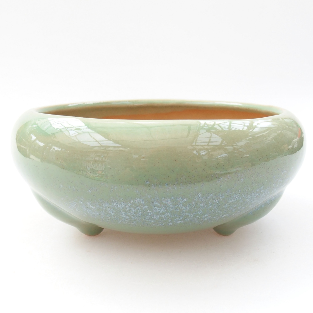 Ceramiczna miska bonsai 14 x 14 x 7 cm, kolor zielony