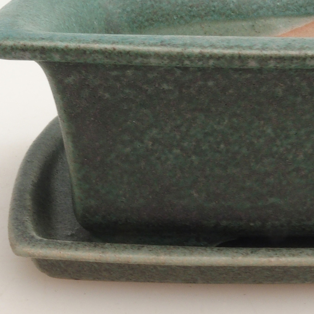 Miska bonsai + spodek H11 - 11,5 x 10 x 4 cm. - zielony