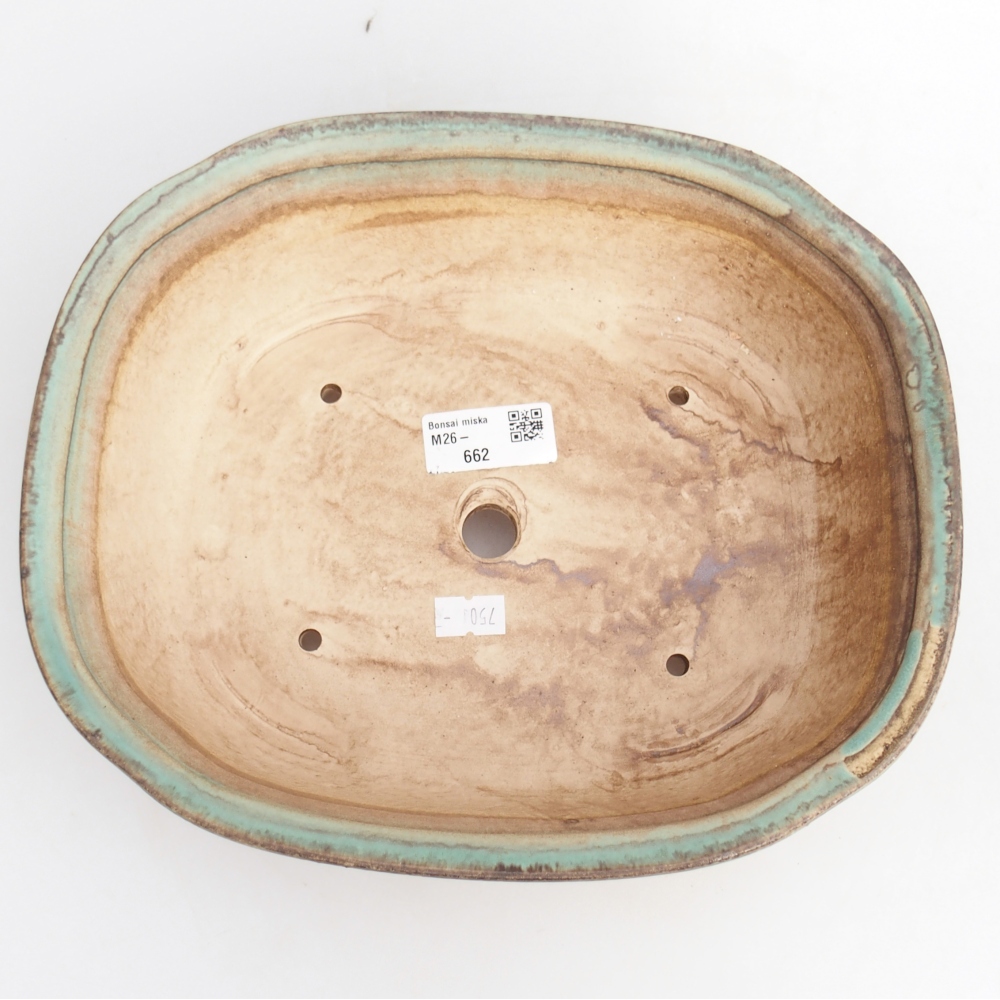 Ceramiczna miska do bonsai 25,5 x 21,5 x 8 cm, zielona